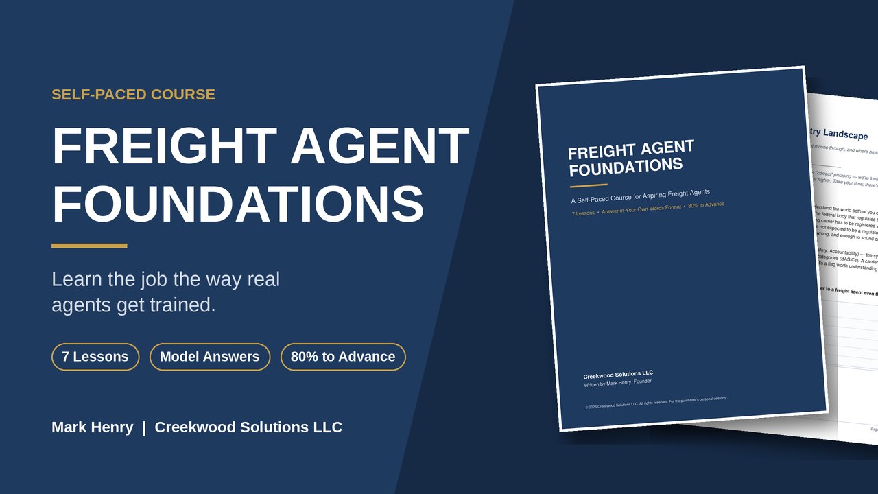 Freight Agent Foundations course cover and workbook pages